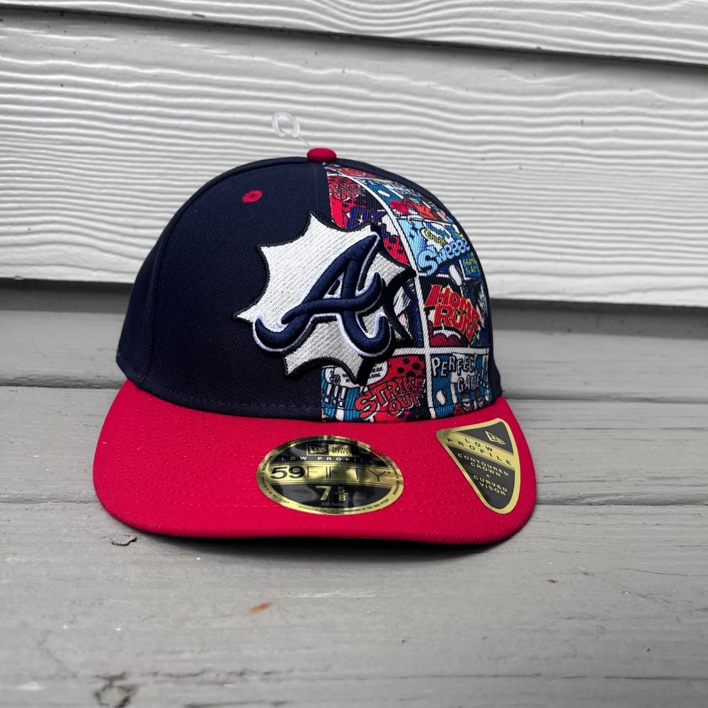 New Era Atlanta Braves Hat Mens 7 5/8 Navy Red NWOT Comic Pop Art 59FIFTY LP